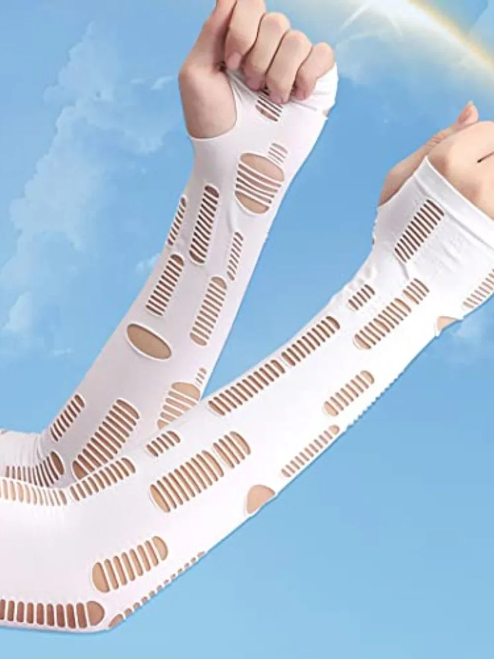 Punk Fingerless Gloves Ripped Gothic Arm Warmers Cosplay Halloween